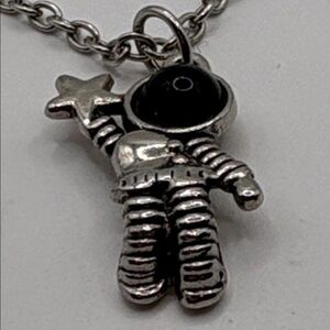 Little Silver Astronaut Necklace 22” chain